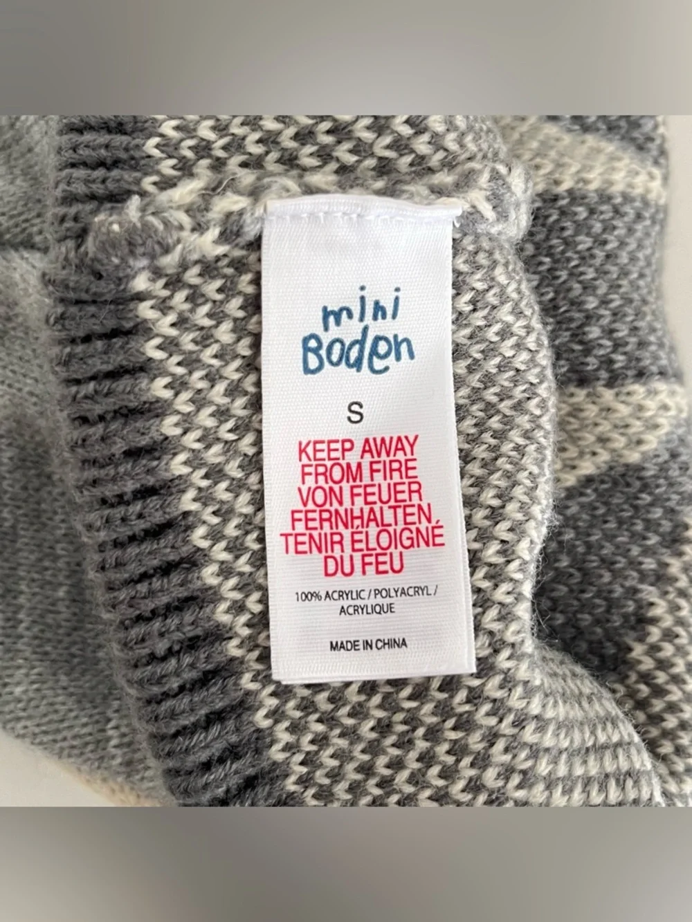 Mini Boden Kid's Badger Animal Knit Beanie Hat Gray Whimsical Forest Friends